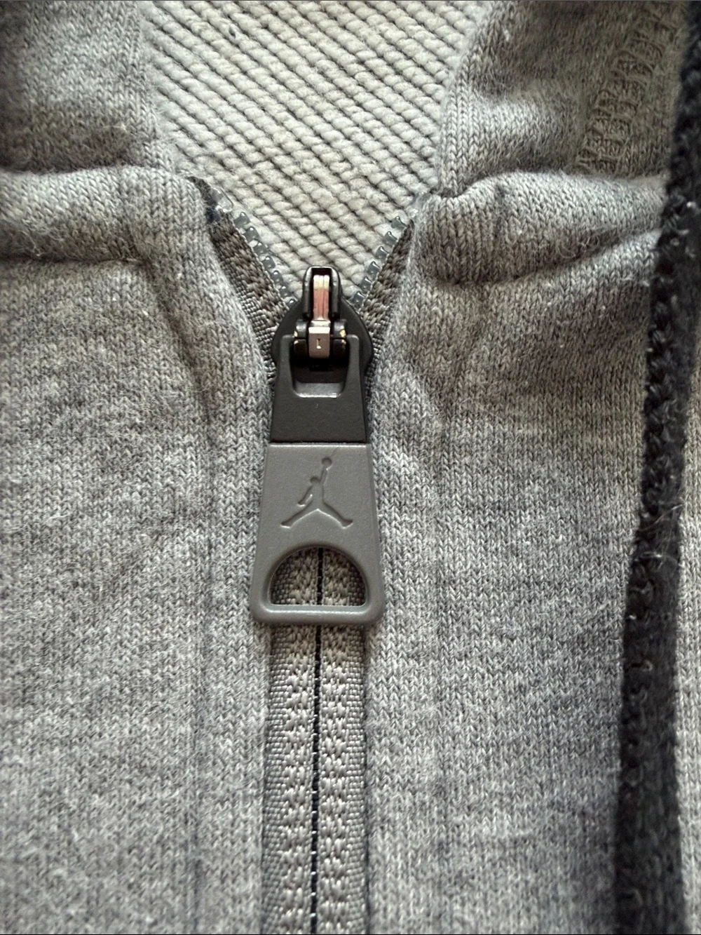 Jordan Gray Full-Zip Hooded Sweatshirt with Black Drawstrings
